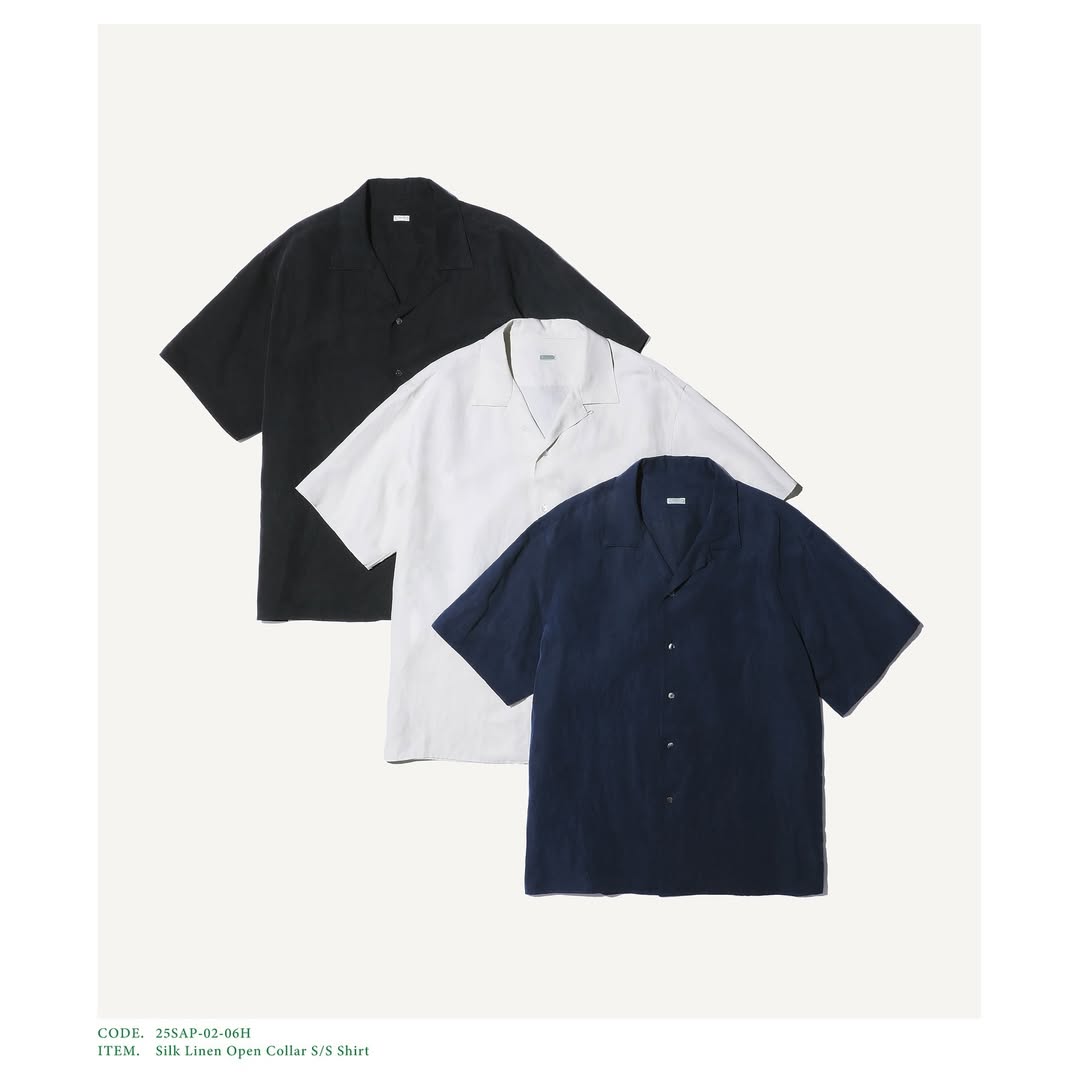 A.PRESSE 25SS Silk Linen Open Collar S/S Shirt